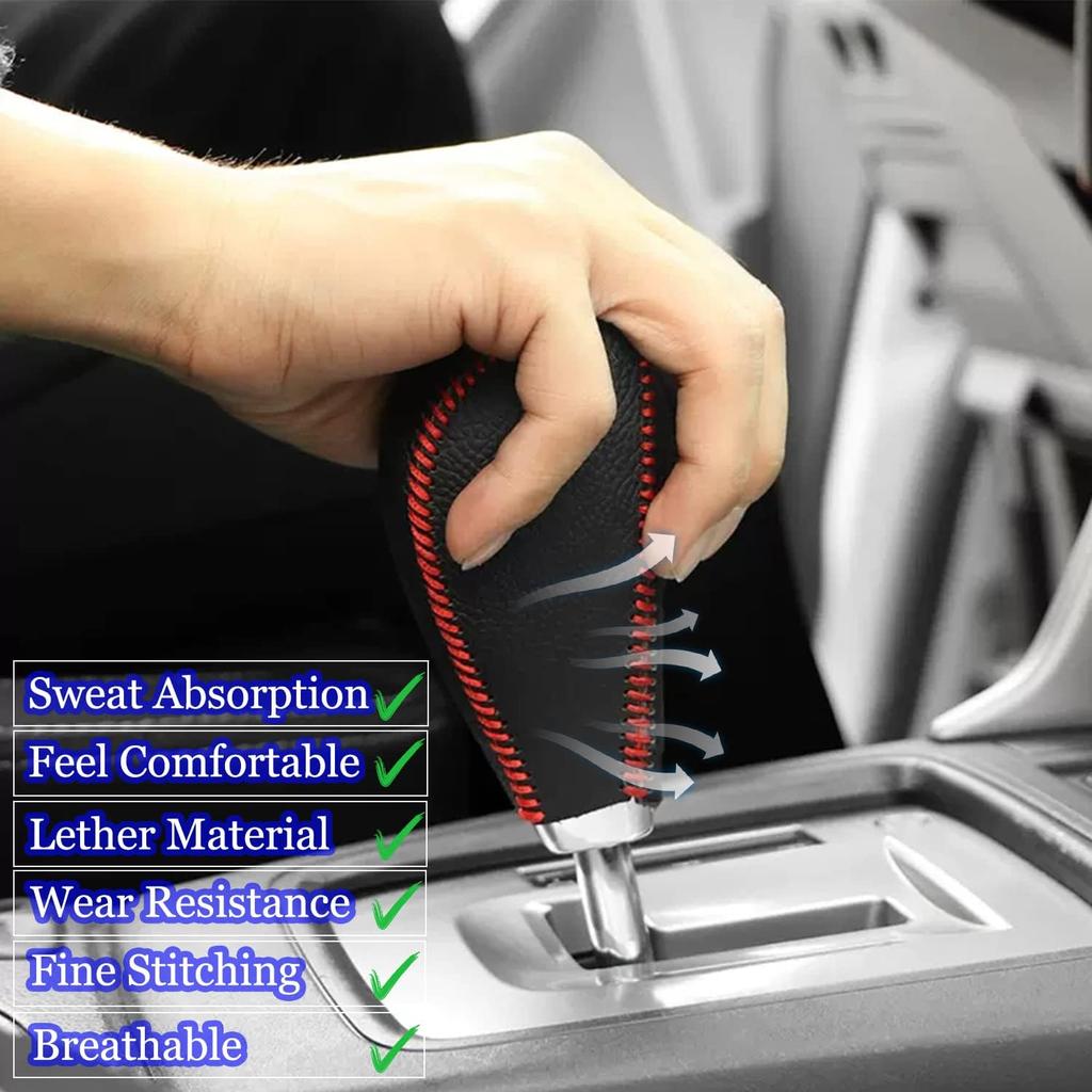 Genuine Leather Car Shift Knobs Cover for Subaru Crosstrek XV Forester 2018-2023/Impreza 2017-2023 Interior Accessories Protective Cover(Carbon Fibre