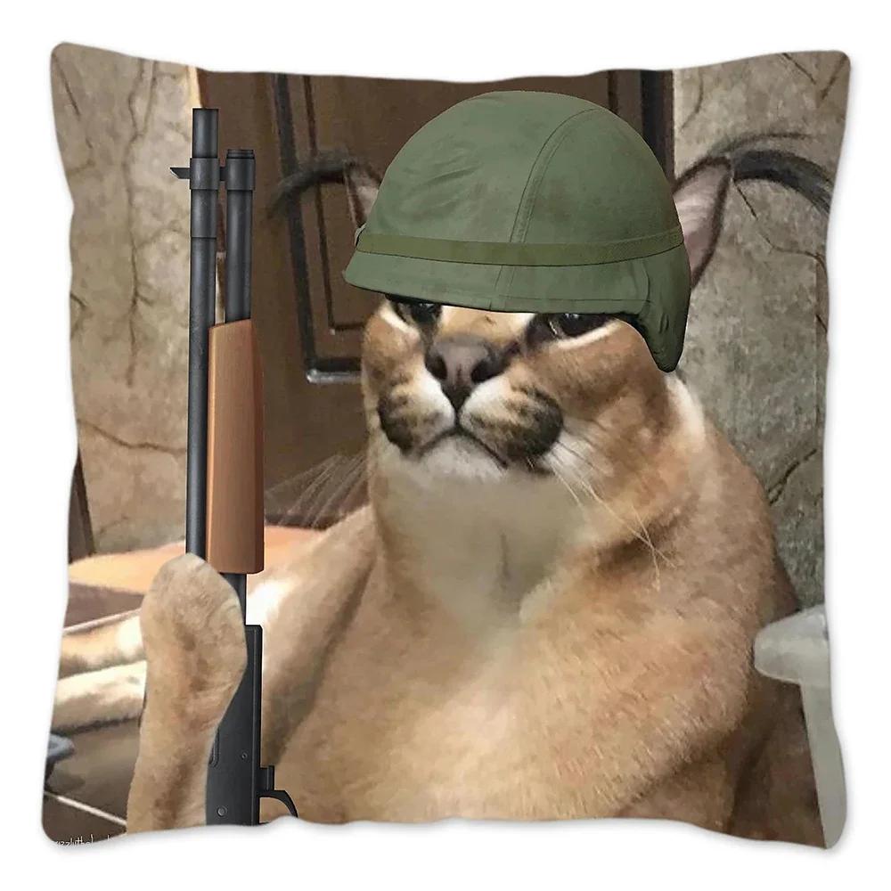 Capa de Almofada Meme Fofo Floppa 40x40 Decoração de Casa Dakimakura Engraçada Gato Caracal Capa de Almofada para Sala de Estar Housse De Coussin