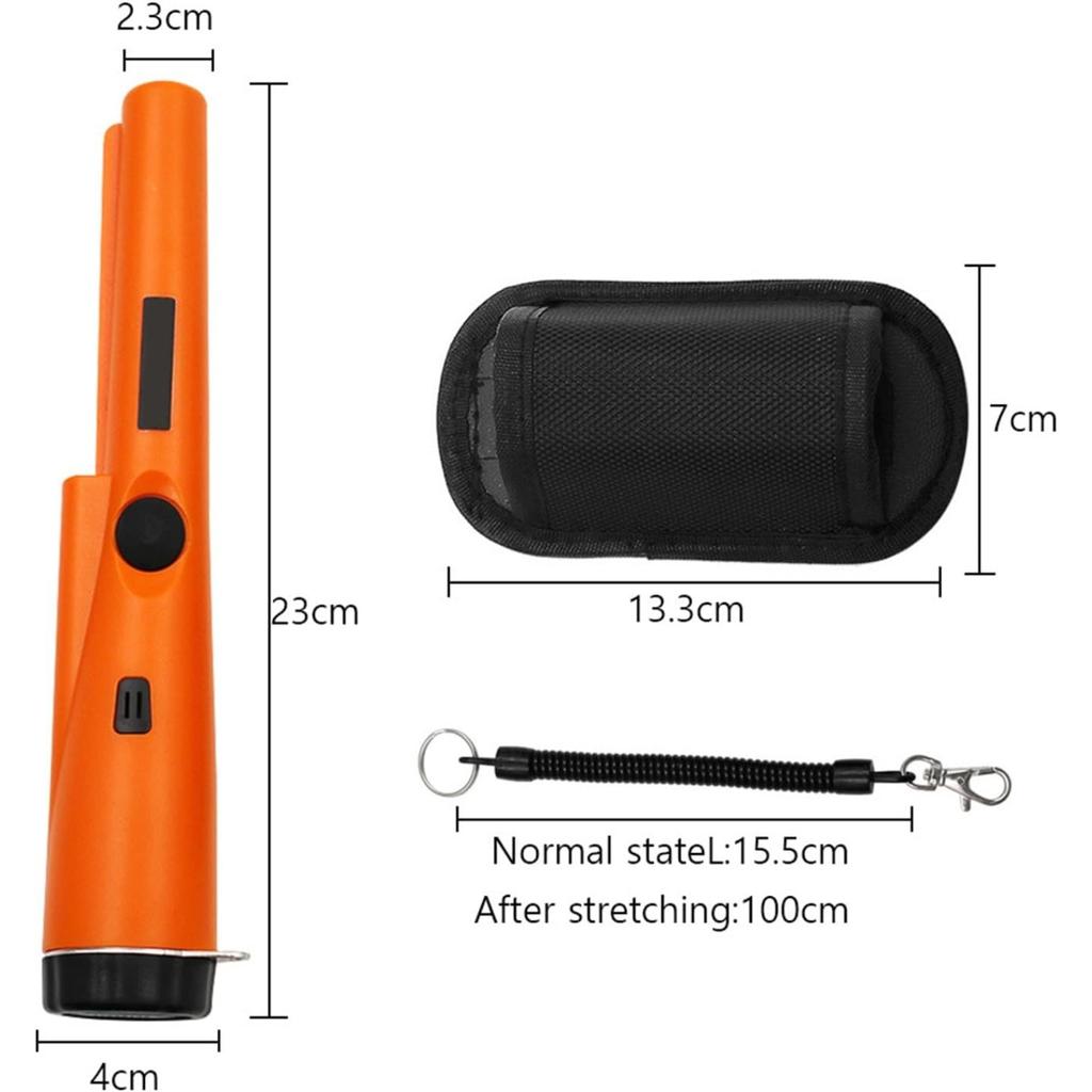 IP66 Wasserdichter Metalldetektor Pinpointer - 360° Handheld Schatzsucher mit LED-Taschenlampe, Vibration & Audio-Alarmen, Tragbar für Unterwasser