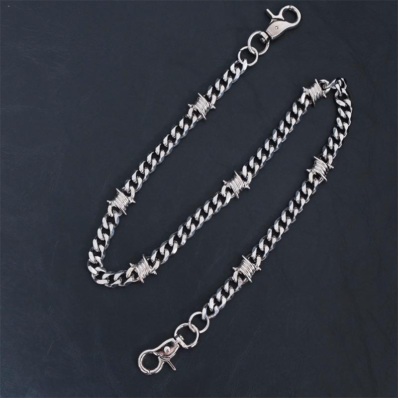 Stainless Steel Punk Hip-Hop Thorn Chain Waist Accessory for Men