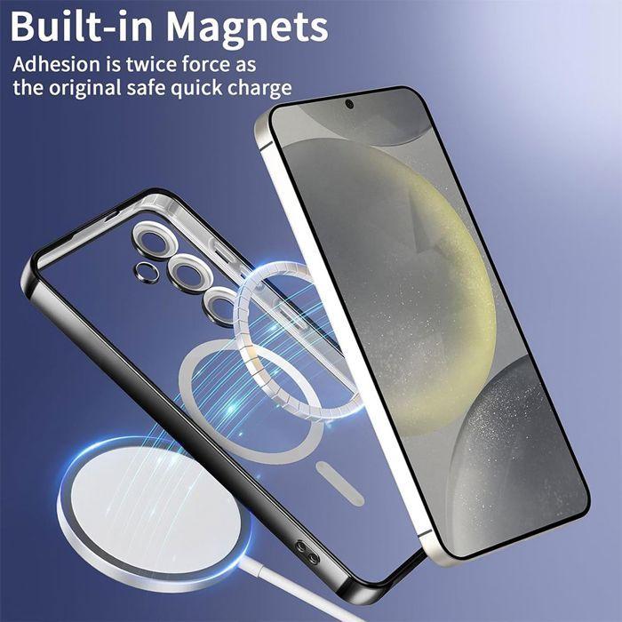 Kryt pro Samsung Galaxy S25 - s ochranou objektivu, magnetickým kroužkem a šňůrkou - černý