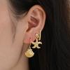 3pcs Set Creative Personality Gold Color Shell Starfish Stud Earrings Geometry Hoop Earrings for Women Beach Casual Jewelry Gift