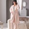 Coral Fleece Nightgown Women 'S Winter Lace -Up Pajamas Homewear Flannel Hotel Style Long Bathrobe Set