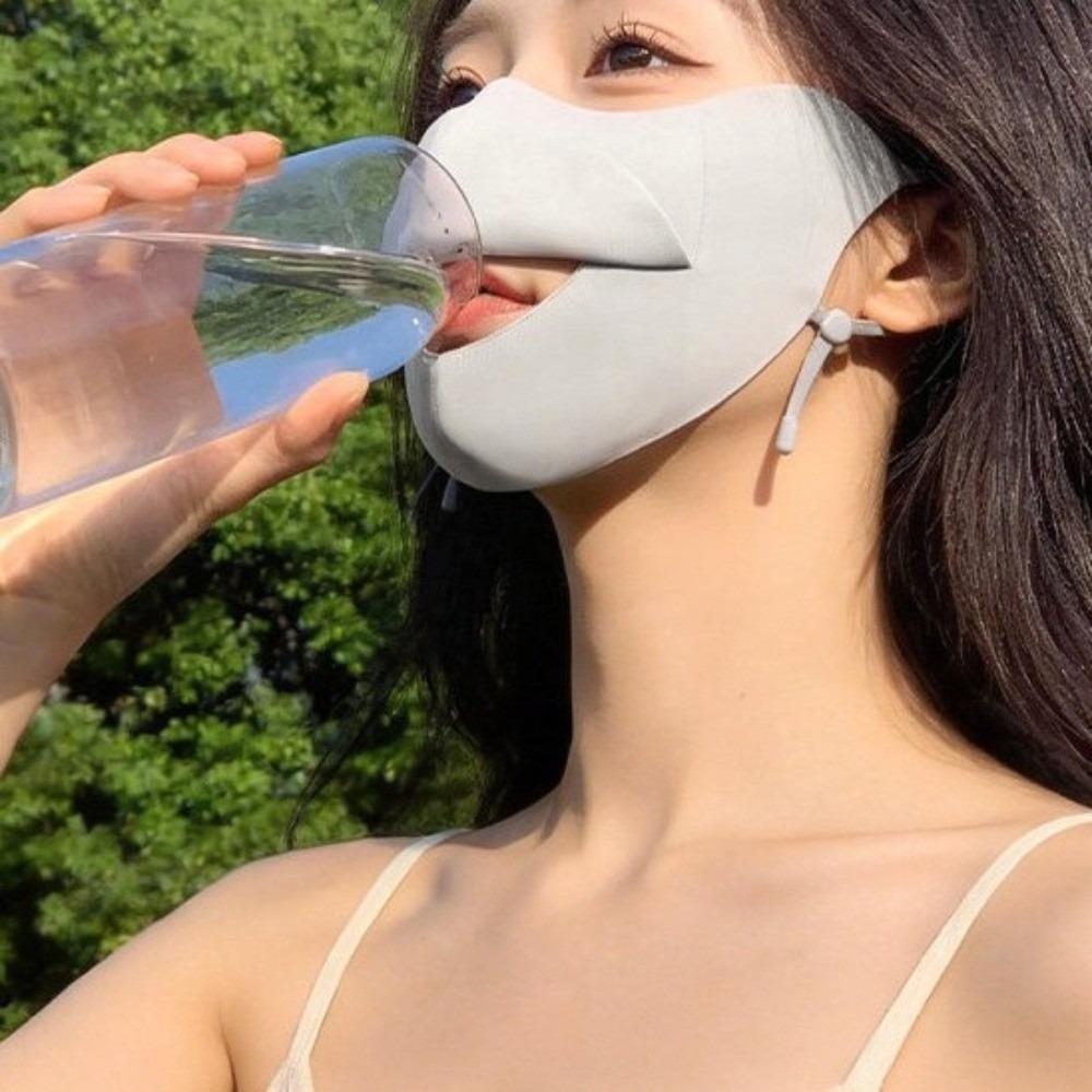 Elegant Sun-protection Mask Nylon Ice Silk Drinking Mask  Outdoor Activities