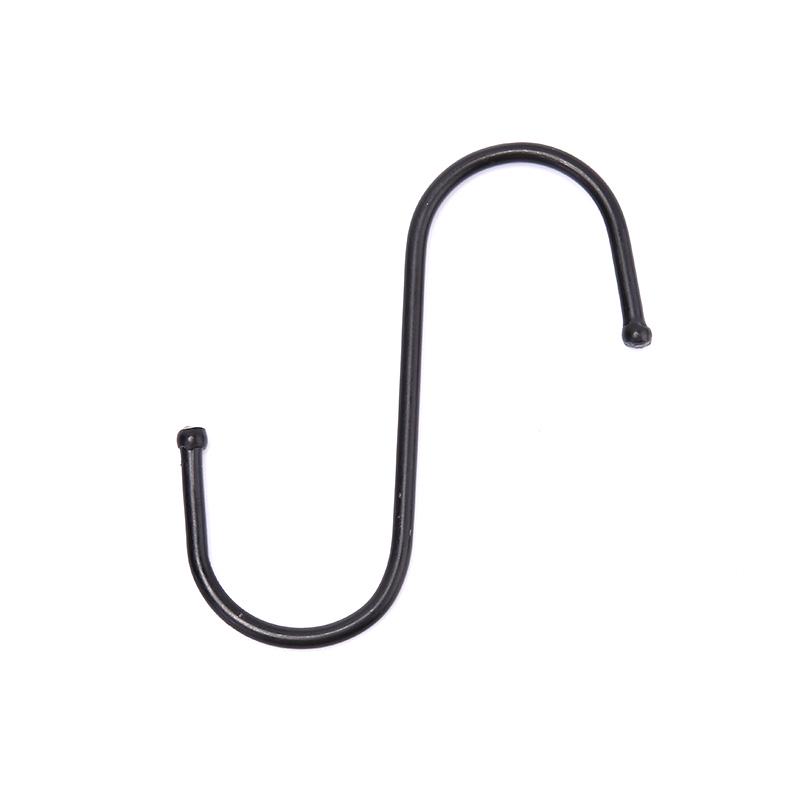 5Pcs Black S Shaped Hooks Kitchen Bathroom Hanging Kitchenware Bag Towels Holder