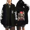 Womens Berserk Anime Print Zip-Up Hoodie Casual Loose Sweatshirt