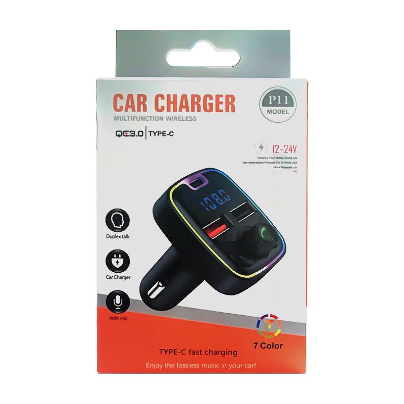 

P11 Автомобильный Bluetooth FM-передатчик и зарядное устройство с цифровым дисплеем, QC3.0, PD30W