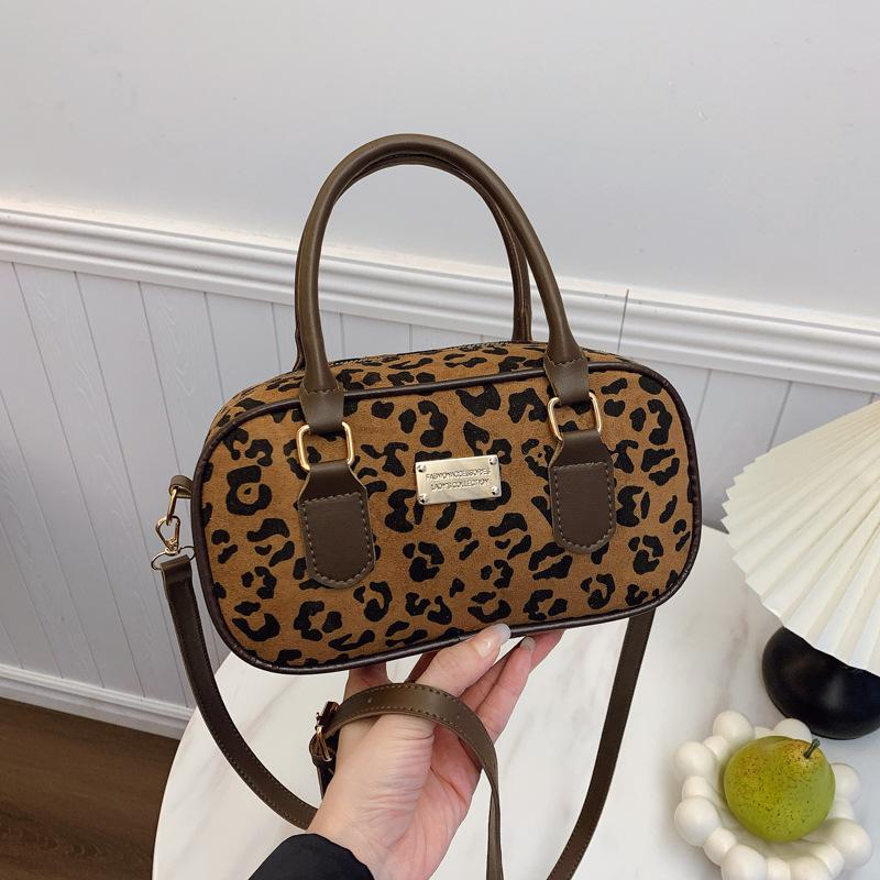 Geantă de bowling cu imprimeu leopard, Geantă pătrată mică portabilă de damă, Geantă de umăr versatilă de valoare ridicată