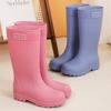 Fashion women's rain boots high tube platform muffin non-slip PVC rain shoes outdoor commuting rainy day rubber shoes travel shoes