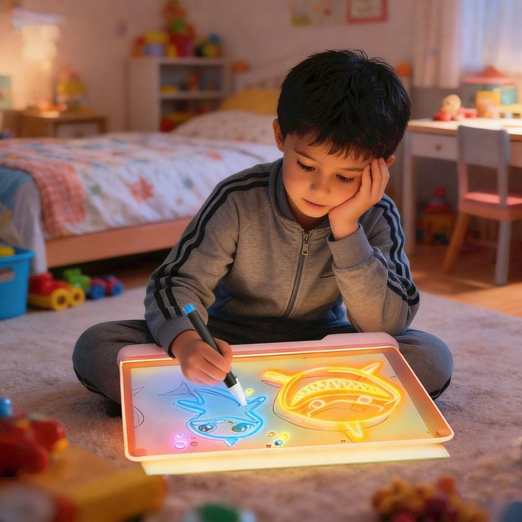 Rechargeable Children's Illuminated Drawing Board  Acrylic Light Board  Writing Board  Night Light With Colored Pens 20ml