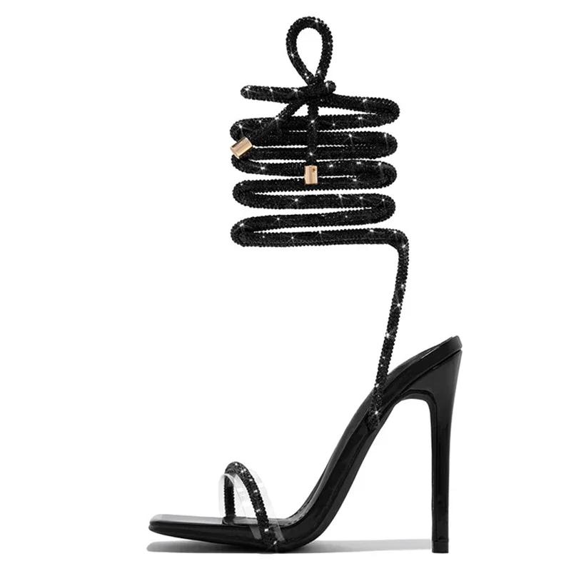 Fashion Liyke Sexy Gold Crystal Ankle Cross Strap Sandals Women Summer Party Wedding Banquet Shoes Fashion Open Toe Club Stripper Heels