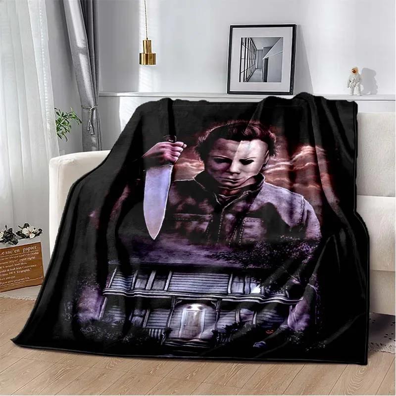 Horror movie character M-Michael Myers Halloween Home Bed Blanket Comfortable Portable Bedroom Sofa Picnic Blanket Gift