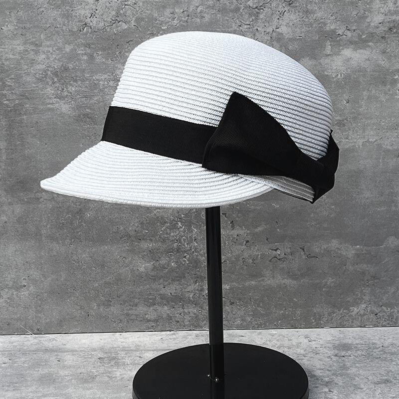 Face Small Age-Reducing Bow Dome Straw Cap Women'S Summer Straw Hat Travel Sun Protection Shade Baseball Hat