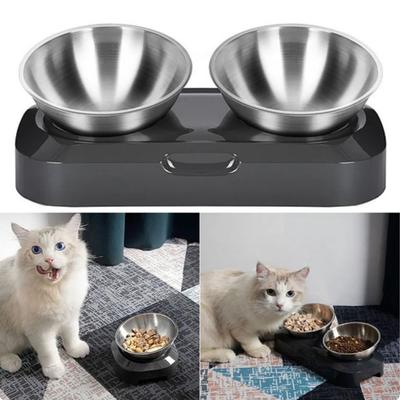 Tigela Antiderrapante Ajustável para Gato Tigela Ajustável Simples Dupla para Gato Tigela de Aço Inoxidável para Gato Interior