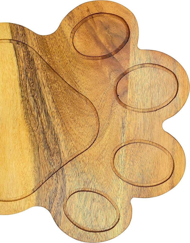 Funny Paw Shaped Wood Cutting Board for Kitchen with Groove, 10.25"L x 11"W Decorative Funny Paw Charcuterie Serving Board