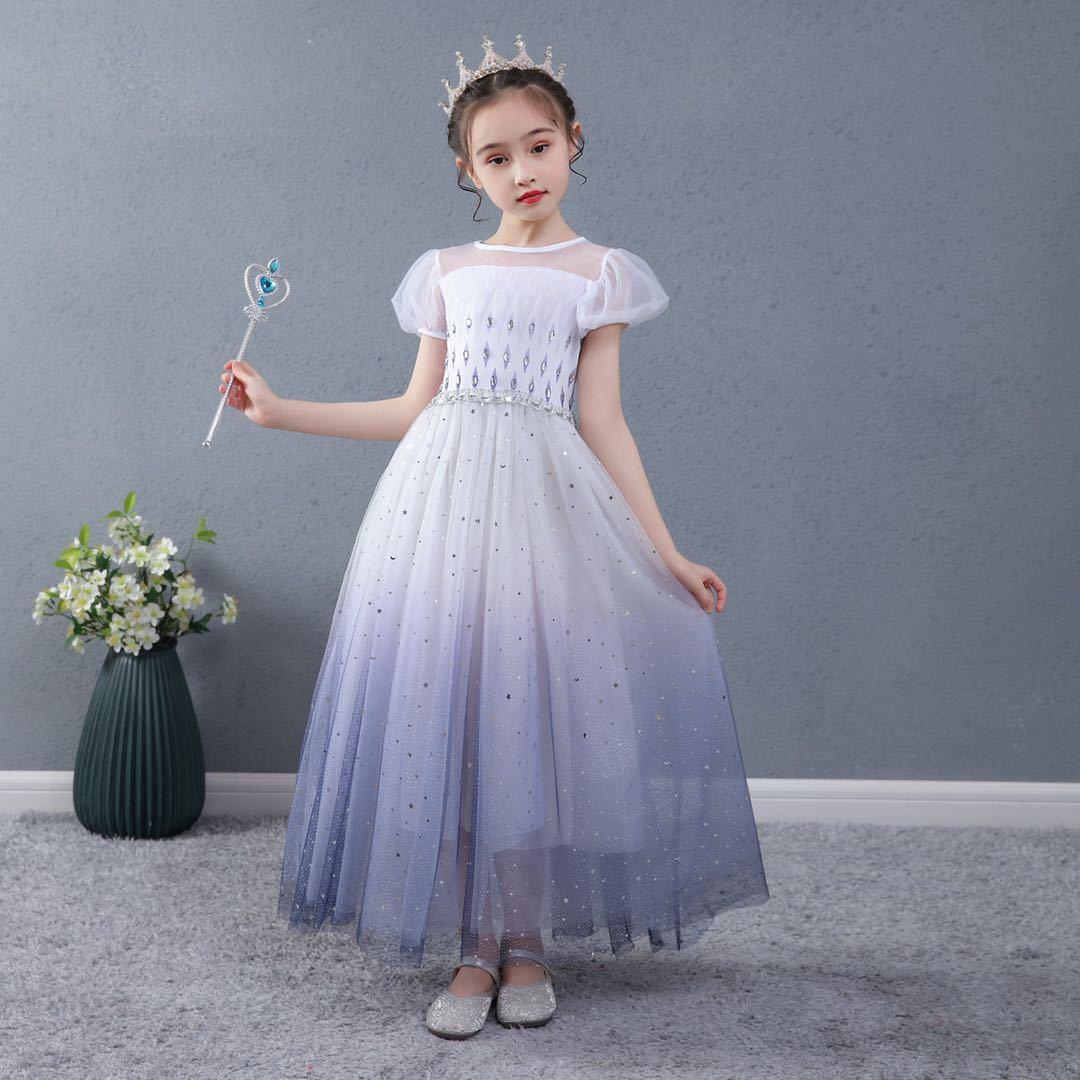 Girls Fashionable Frozen Princess Dress Children s Elsa-Style Birthday Dress Cosplay Costume 100