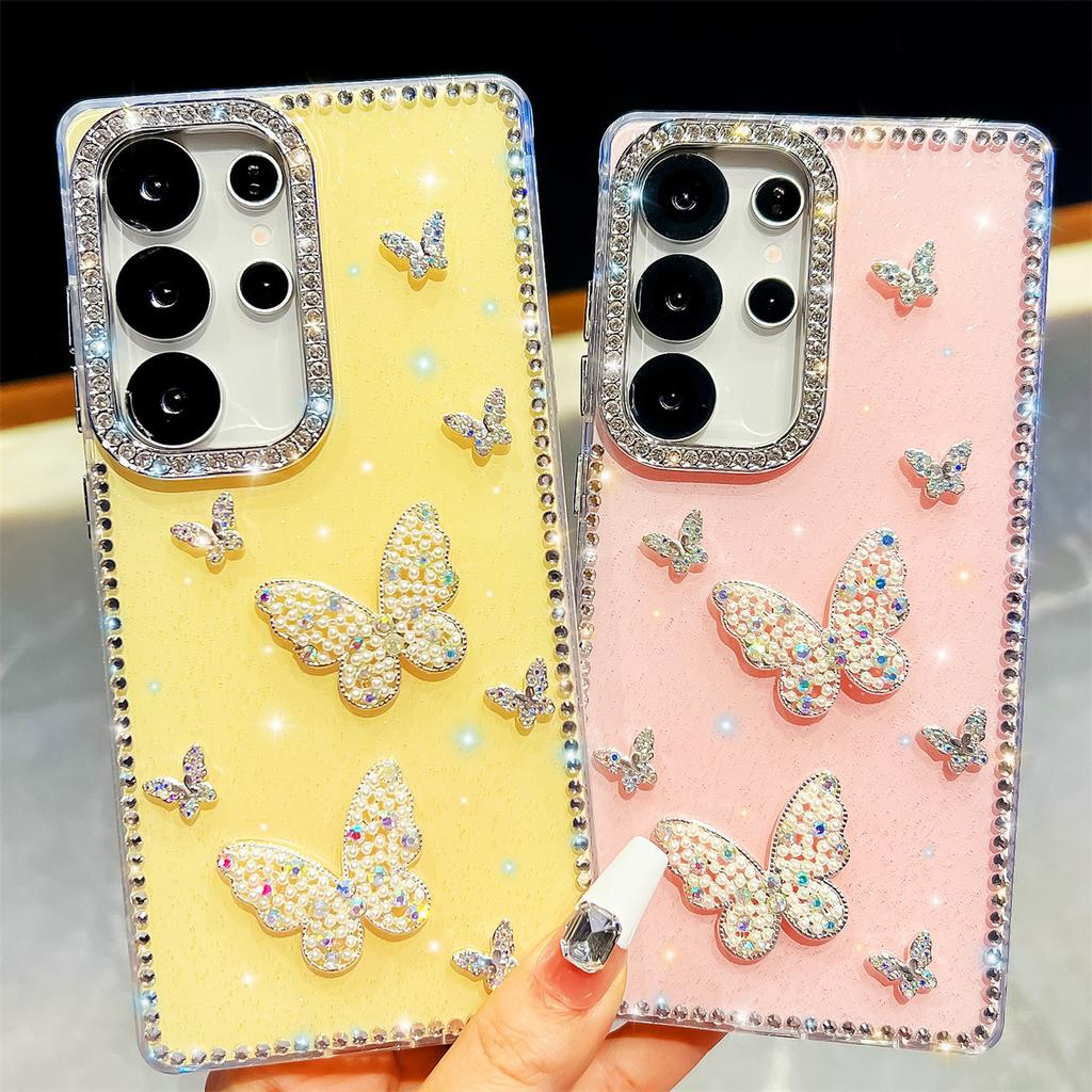 Handmade Sparkly Diamond Butterfly Swarm IMD Phone Case, Compatible with Samsung S23 Ultra/S24/S25 & A07/A15/A16/A17/A26/A35/A36/A55/A56