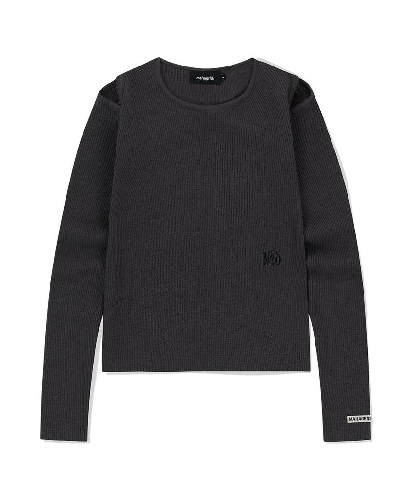 MAHAGRID Cut Off Ls Knit Charcoal(Mg2Fmfk614A)