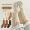 Spring/Autumn Women's White JK Socks - Lolita Cable Knit, Mid-Calf, Solid, Trendy, Versatile, Japanese Style.