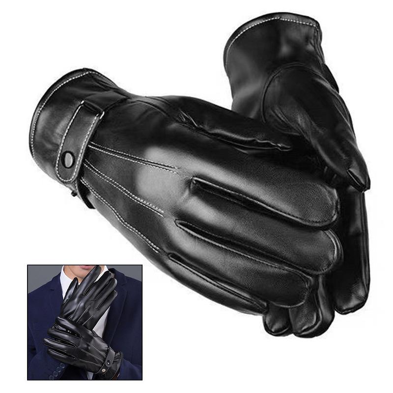 Men Thickened Motorcycle Gloves PU Leather Adjustable Motorbike Protective Gloves for Climbing Hiking Outdoor Sports