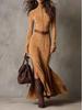 European High-Quality Suede Stand Collar Zipper Dress - New Fashionable & Elegant 2026 Collection