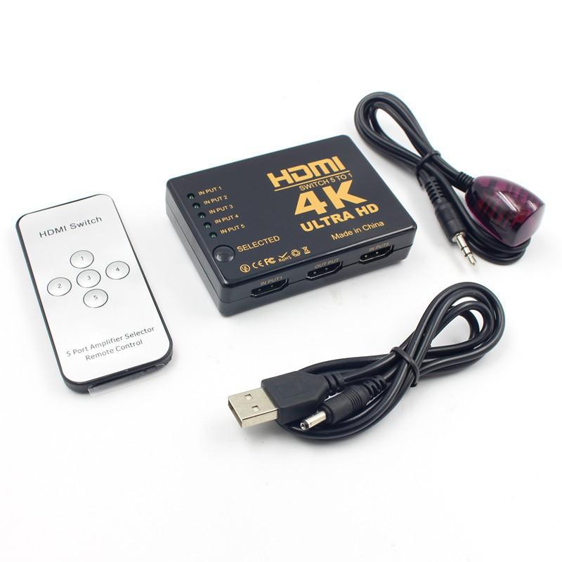 4K HDMI Switch with Remote Control: 5 in 1 Out, 3 in 1 Out, High-Definition Converter