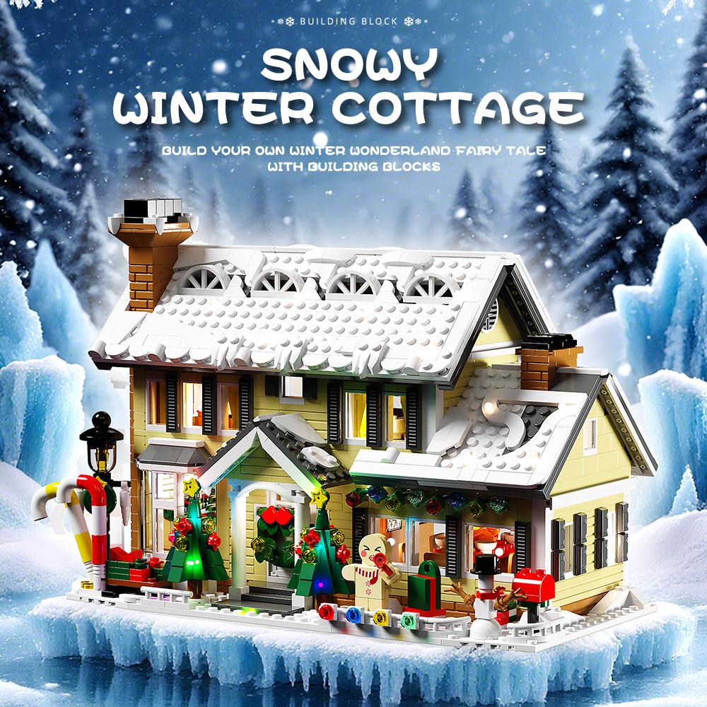 ! Weihnachtsferienhaus Bauklötze Weihnachtshaus Kompatibel mit Legoed Geschenke für Jungen, Mädchen, Familie und Freunde
