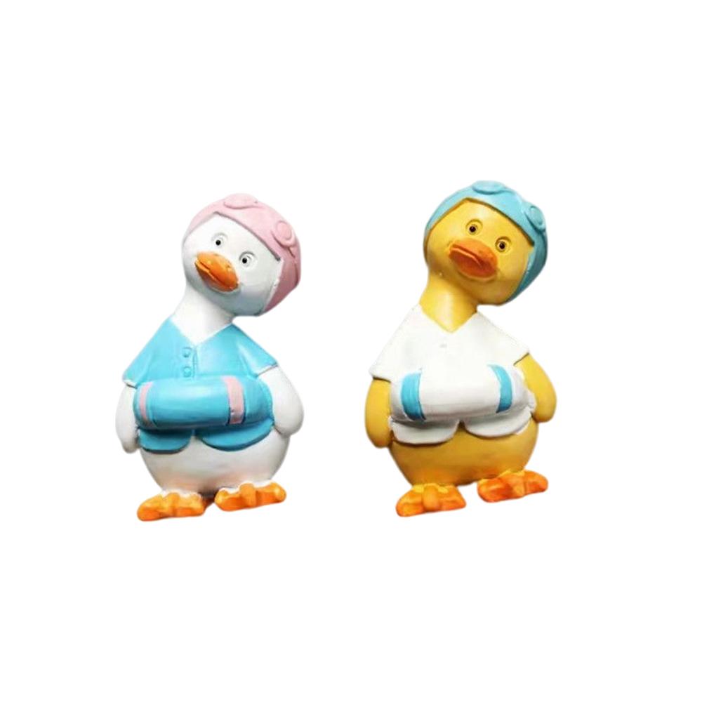 Cartoon Cute Swimming Ring Crooked Neck Duck Creative Personality 3D Resin Design Refrigerator Stickers Post-It Message Board