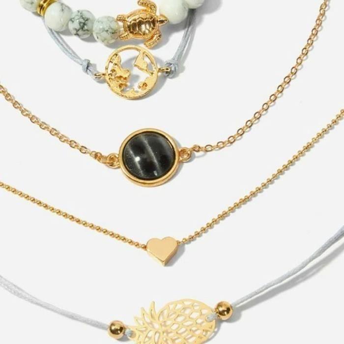 Bracelet - SHOP-STORY - NICKI - 5 Bracelets - Style Tropical - Rose Gold - Woman