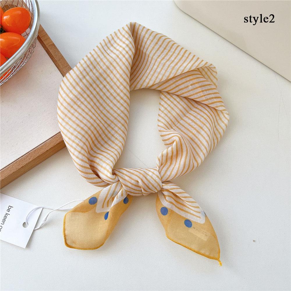 Polka Dot Flower Printed Headscarf  INS Style Sun Protection Headband Towel Women Korean Cotton Linen Square Scarf Bandana New