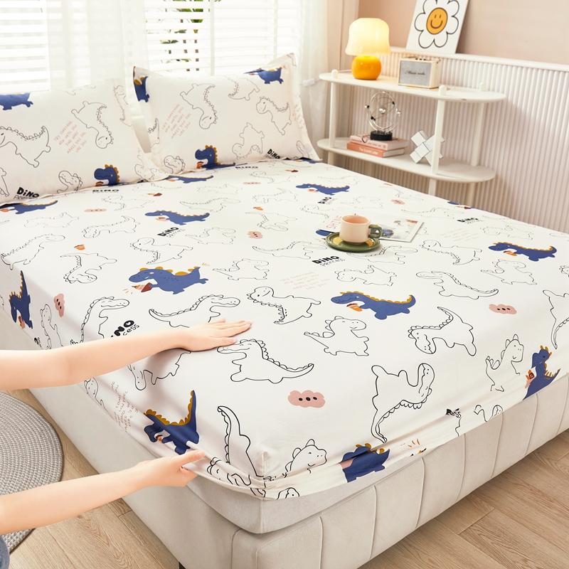 Cartoon Style Fitted Sheet Pure Cotton Bed Sheets Adults Kids Room Mattress Cover Printed Bed Linen (No Pillowcase)