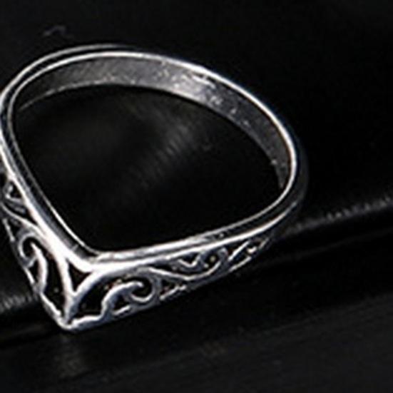 13 ks prstenů Vintage drahokamu Dekor Dutina Leštěný nerez vyřezávaný Star Crown Turtle Tvar Vynikající sada prstenů na prstech Lady Finger
