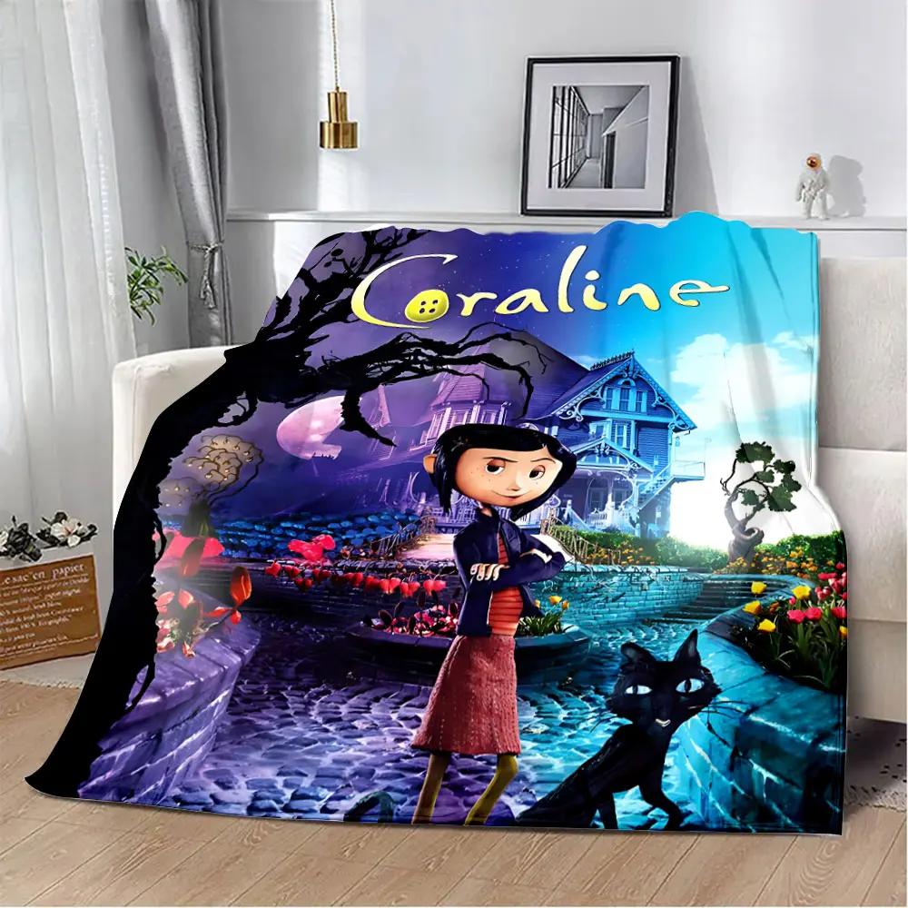 Coperta stampata Coraline per animazione Coperte da picnic Coperta calda Coperta morbida e confortevole Casa Viaggio Regalo di compleanno