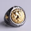 Two-color Ring, Domineering and Creative Lion Head, Bright Black Hand Jewelry