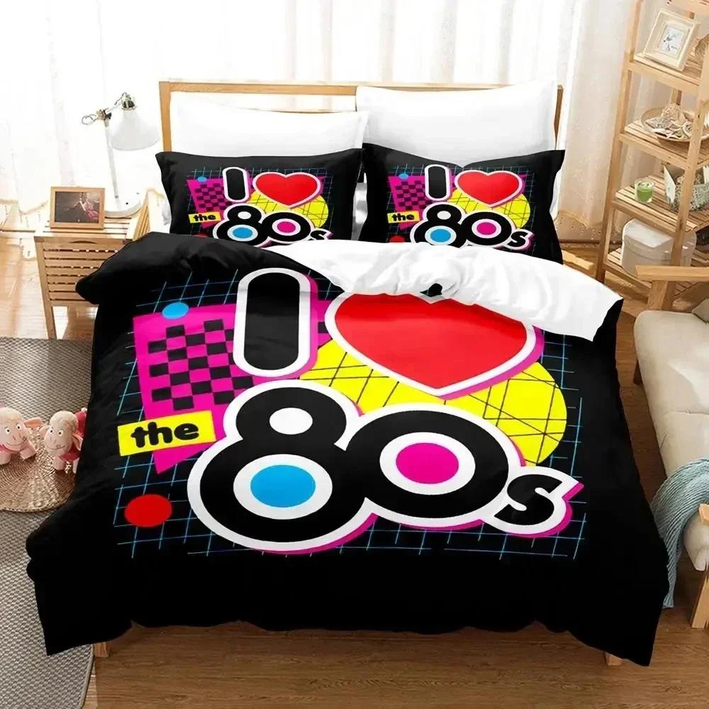 TV Series I Love The 80s Logo Bedding Set Duvet Cover Soft Quilt Cover Pillowcase Comforter King Queen Size For Boys Adult Size