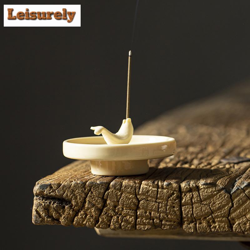Ceramic Koi Line Incense Burner Insert Agarwood Sandalwood Base Zen Censer Holder Tea Table Indoor Decoration Ornament Gifts