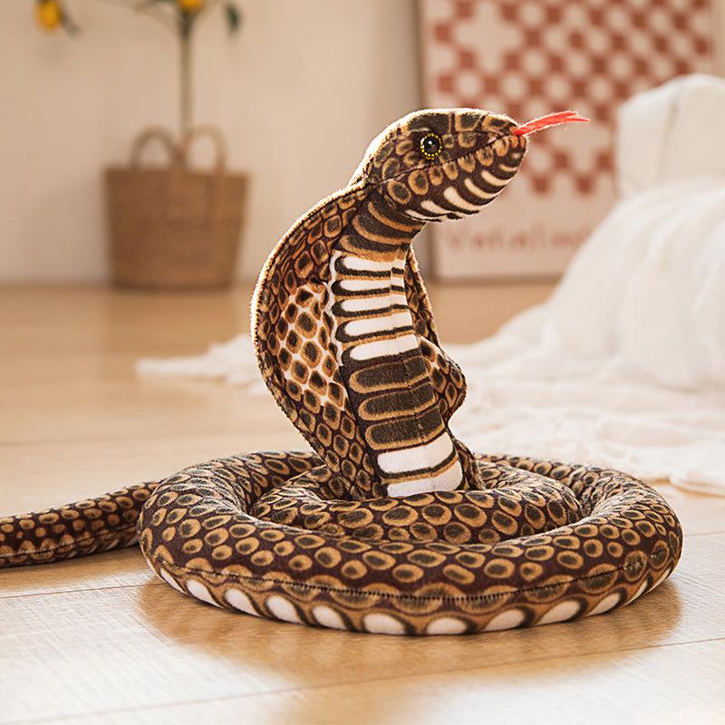 Large Simulated Cobra Doll Plush Toy Zoo Big Snake Coiled Snake Doll Tricky Fake Snake Doll