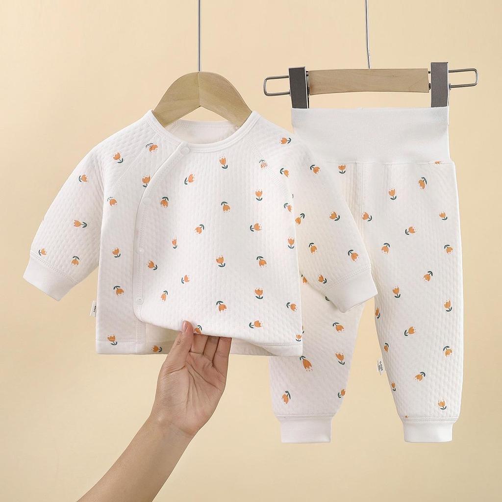 Kinder Gestepptes Baumwoll-Basisschicht-Set: Gemütliches Herbst- & Winter-Outfit für Säuglinge & Kleinkinder
