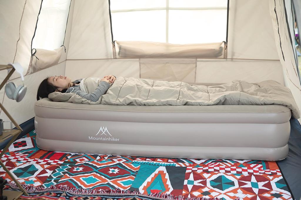 Air 40cm electric compact waterproof and for camping and outdoor use mattress, single/double size, high, one-click inflation, built-in pump, storage,