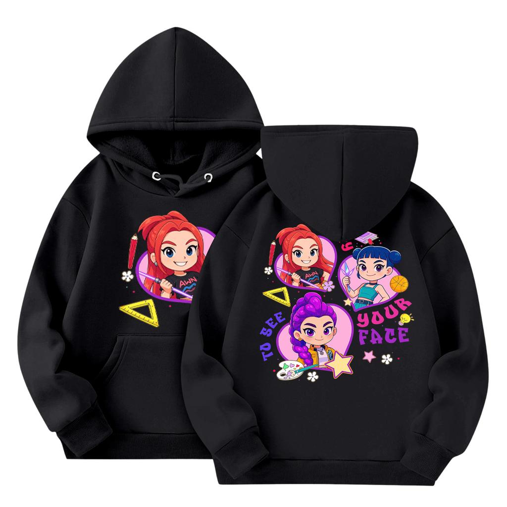 Child Fashion Lightweight Long Sleeve Pullover With Pockets  Print Hoodie