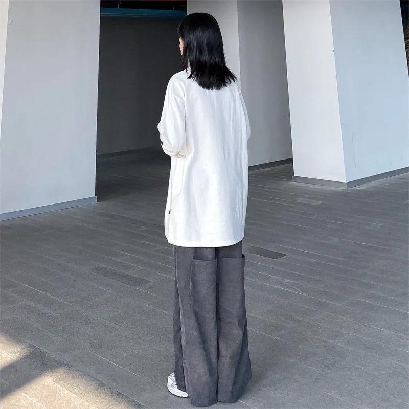 

Вельветовые широкие брюки, трендовые официальные милые и тонкие брюки в студенческом стиле с высокой талией, повседневные женские брюки в диком национальном стиле в западном стиле M