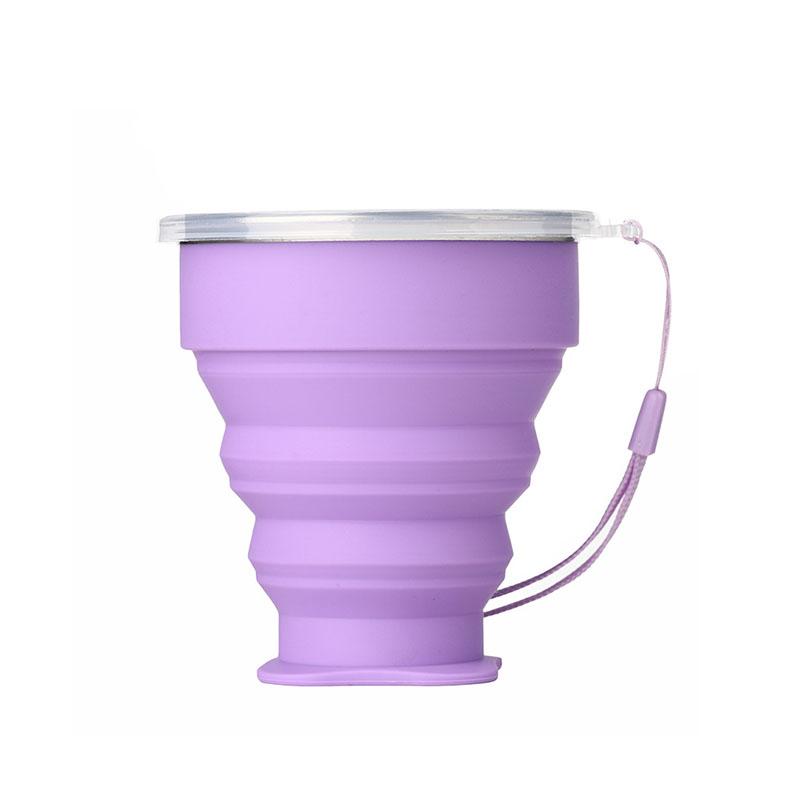 200ml Portable Silicone Folding Water Cup Outdoor Use Heat Resistant Telescopic Collapsible Foldable Mug With Lid For Travel Camping