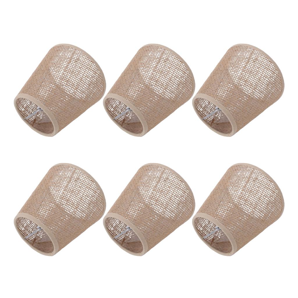 6pcs Chandelier Lamp Shades Set Elegant E14 Natural Jute Rope Clip On Bulb Lampshades for Chandelier