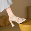 Fashion 2025 Summer Womens Sandals Trend Solid Color Comfortable Thick Sole High Heels New Brand Designer PU Outdoor Party Dress Sandals