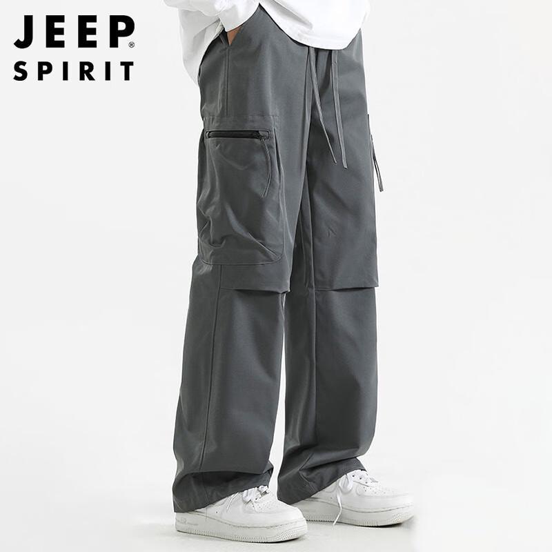 JEEP SPIRIT Men's Loose Multi-Pocket Straight-Leg Cargo Pants