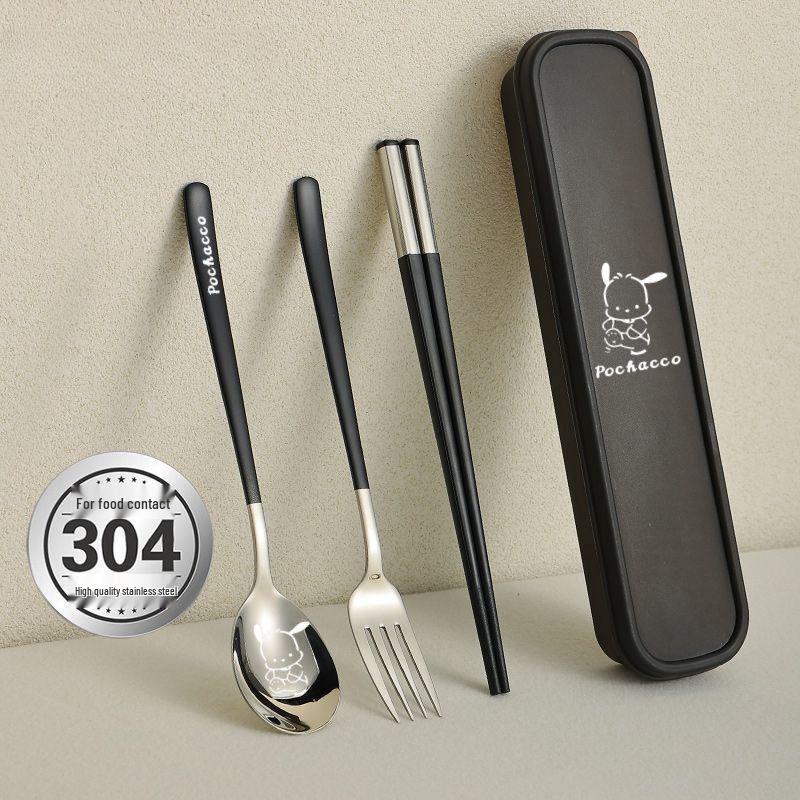 Portable Stainless Steel Cutlery Set: Spoon, Chopsticks, and Fork for Home or Student Use