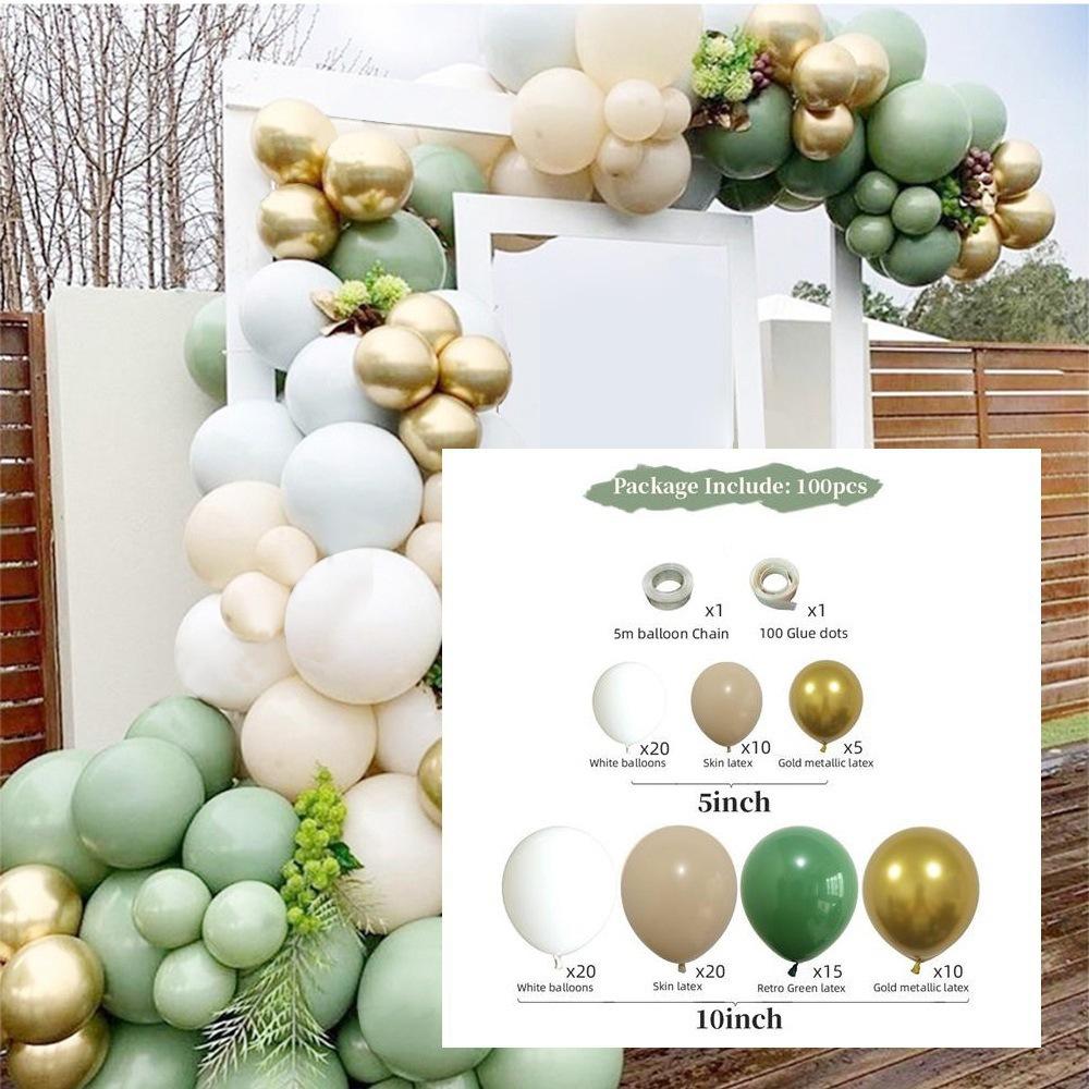 Forest Series Green Balloon Chain Set Children'S Birthday Theme Party Decoration Jungle Arrangement Balloon
