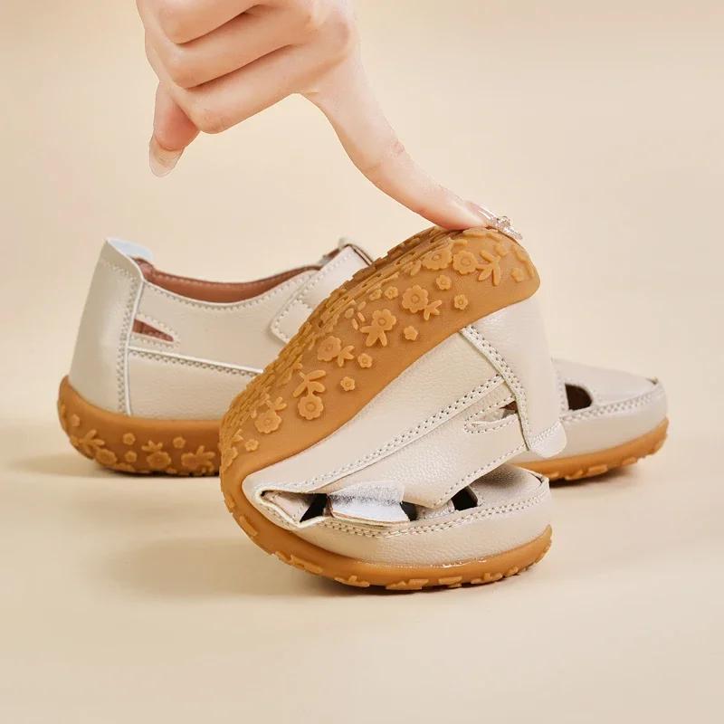 New Summer Loafers Women Sandals Ladies Sandals Comfortable Flats Walking Sandals Covered Toe Beach Shoes Woman Footwear Shoes