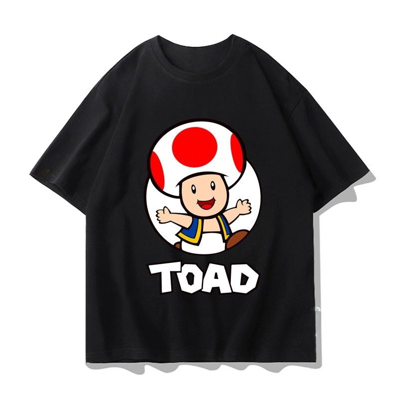 Super Mario Toad T-shirt Men and Women Summer Cotton Y2K Clothing Fashion Breathable Anime Fans Short Sleeve Tops Streetwear