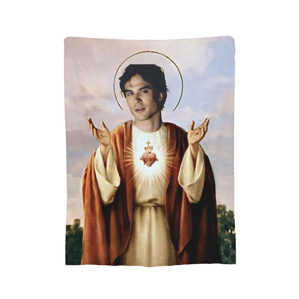 Damon Salvatore The Vampire Diaries Blankets Fleece Printed Ian Somerhalder Portable Warm Throw Blanket for Sofa Bedding Throws